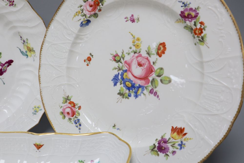 A quantity of 19th / 20th century Meissen flower painted plates or dishes